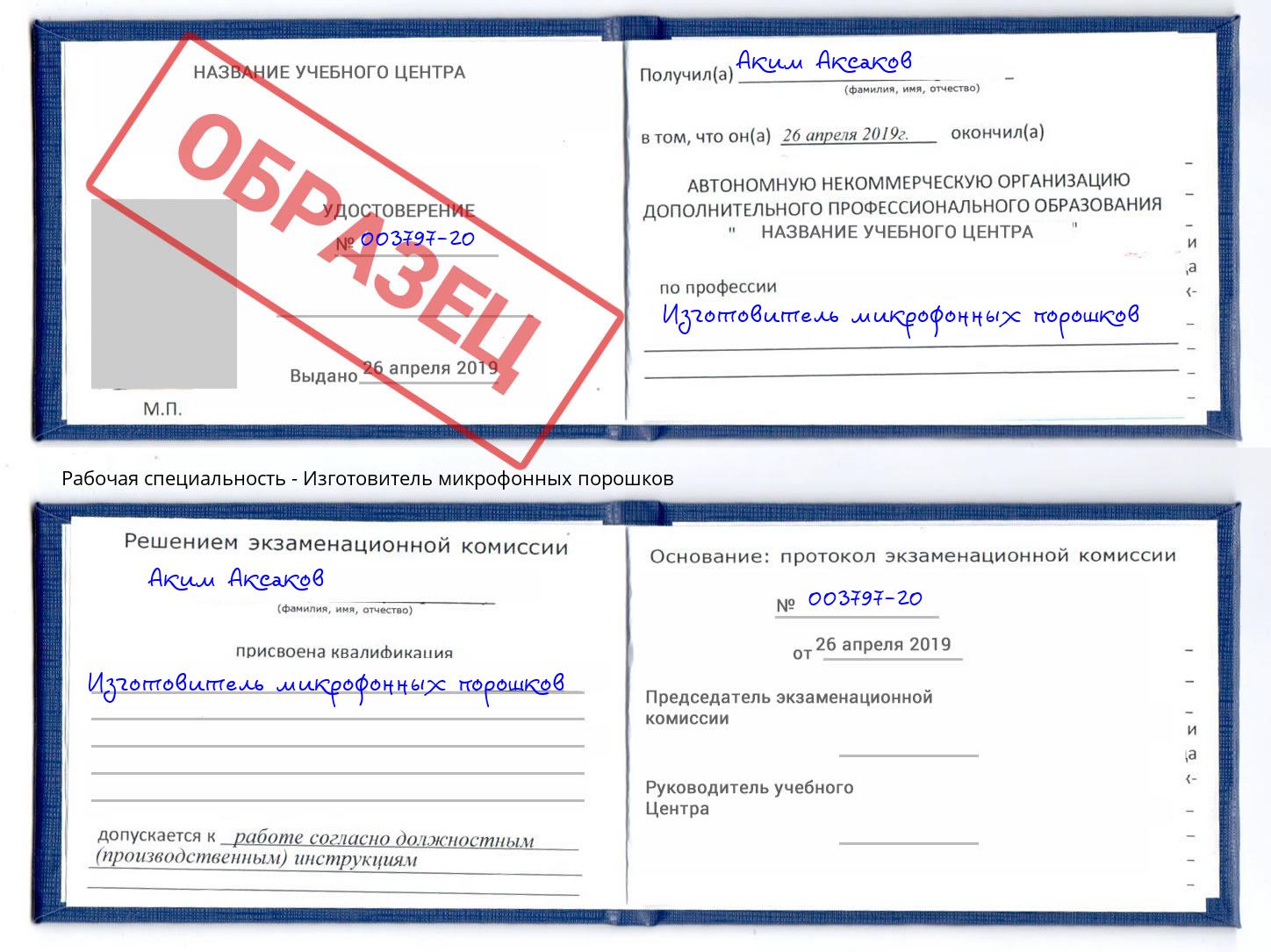Изготовитель микрофонных порошков Кондопога