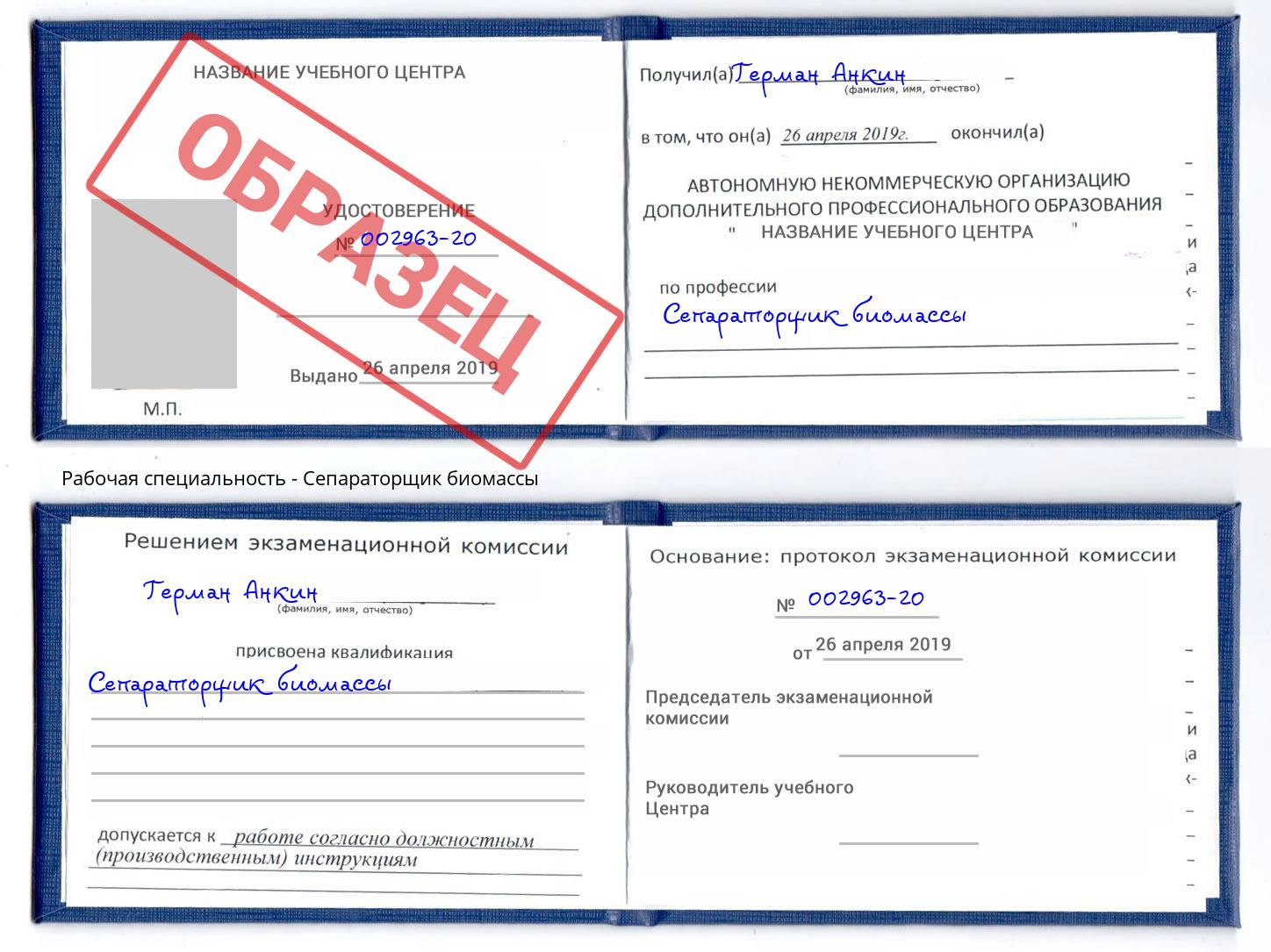 Сепараторщик биомассы Кондопога
