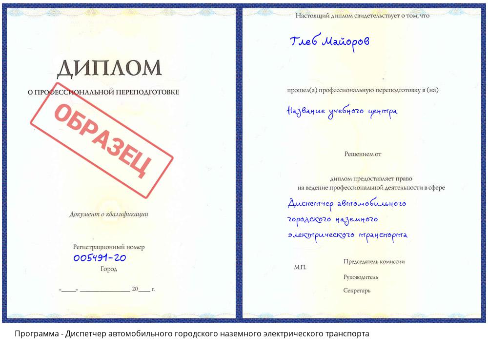 Диспетчер автомобильного городского наземного электрического транспорта Кондопога