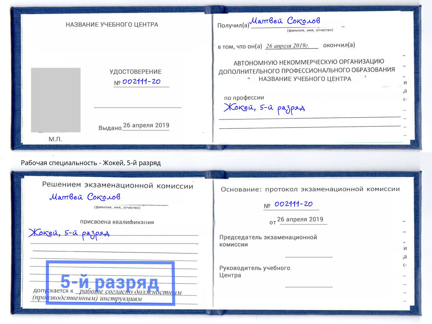 корочка 5-й разряд Жокей Кондопога